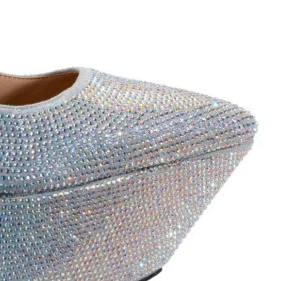New FELIZ RHINESTONE EMBELLISHED PLATFORM STILETTO, size 10 - Picture 9 of 12
